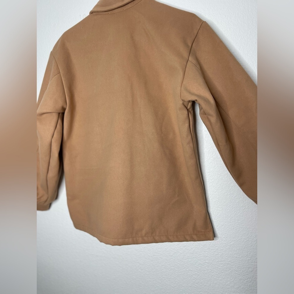 NWT Mudpie Tan Felt Shacket Button Down Oversized Relaxed Cozy Winter Size Small - Picture 10 of 12